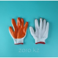 Перчатки рабочие бело - оранжевые х/б ПВХ