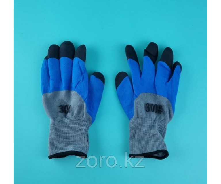 Перчатки рабочие прорезиненные износостойкие 300 сине-черные. PHB9