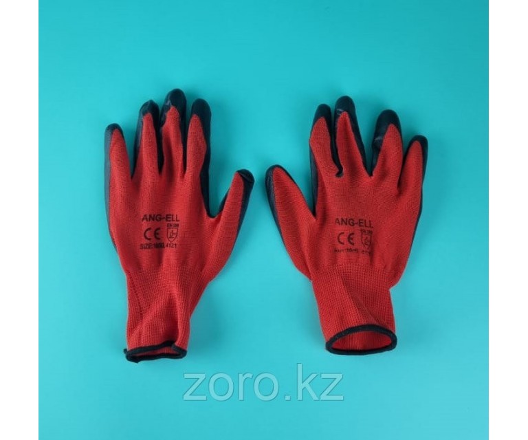 Перчатки рабочие нейлоновые с нитриловым покрытием красно черные: PHB4