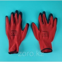 Перчатки рабочие нейлоновые с нитриловым покрытием красно черные