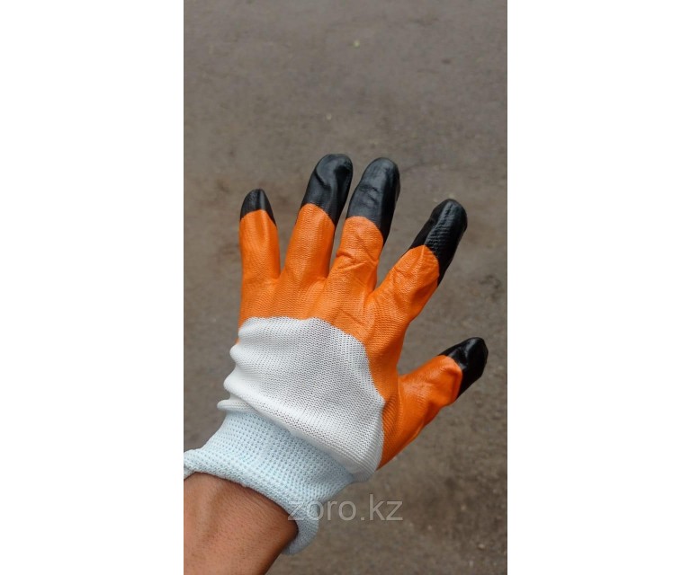 Перчатки рабочие синтетические оранж/черн/белый. PHB6