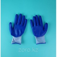 Перчатки рабочие Матроска синие резиновые с обливочной ладонью (Зебра) PHB10